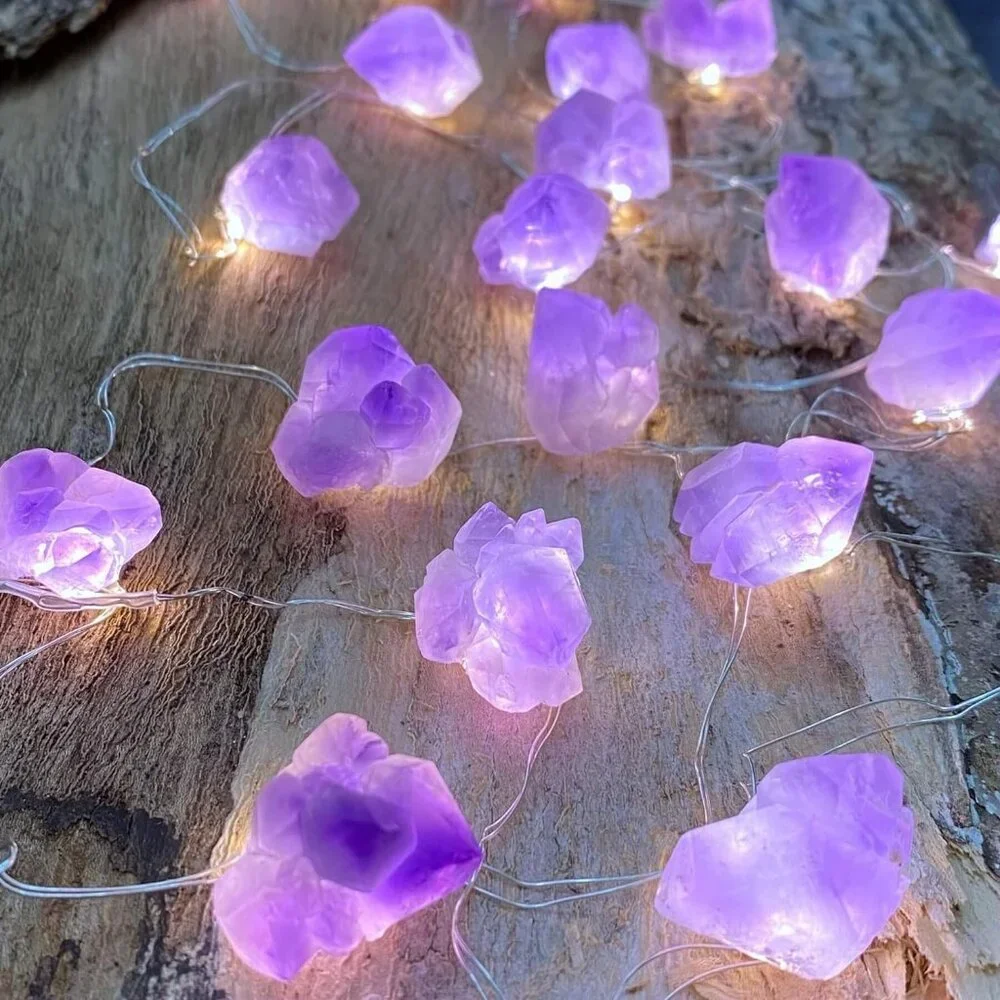Natural Amethyst Crystal Lights Color Change Gem Fairy Lights